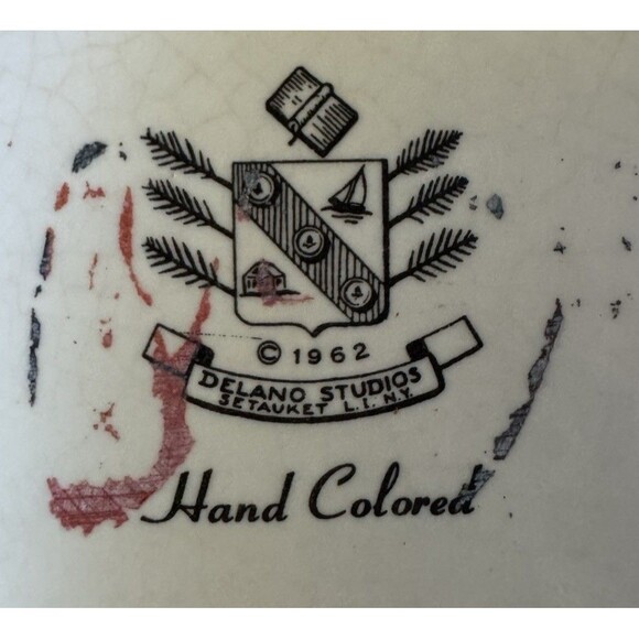 Delano Studio Gold Rimmed Tray Plate Dog Ducks 1962 Hand Colored Mermade VTG 60s - Picture 2 of 5